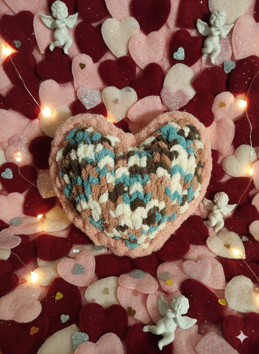 Blush Sparkle Heart Pillow Reversible