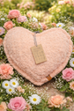 Blush Sparkle Heart Pillow Reversible