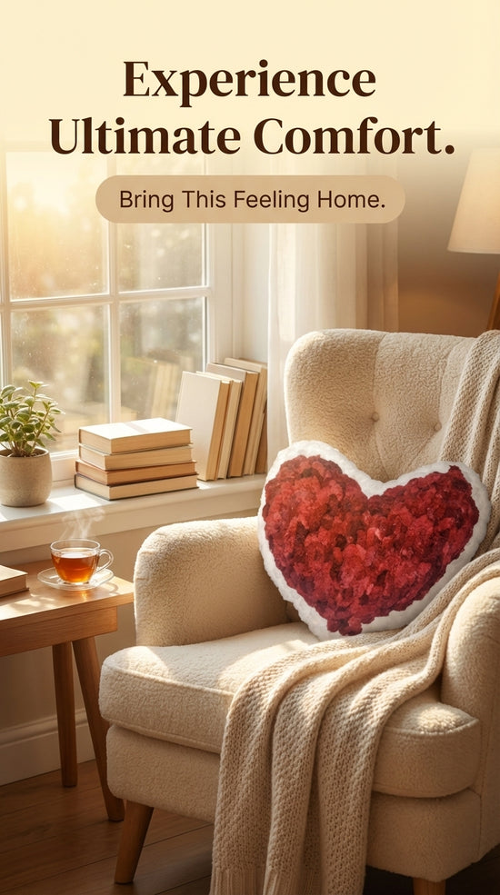 Marble Red Heart Pillow - 8" Thick